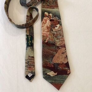 Resilio Castner Knott Novelty Golf neck tie 55.5” length. Preppy, Vintage, Sport